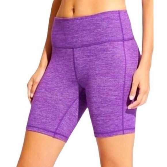 Athleta High Rise Chaturanga Quest Bike Shorts Purple L - Picture 1 of 5